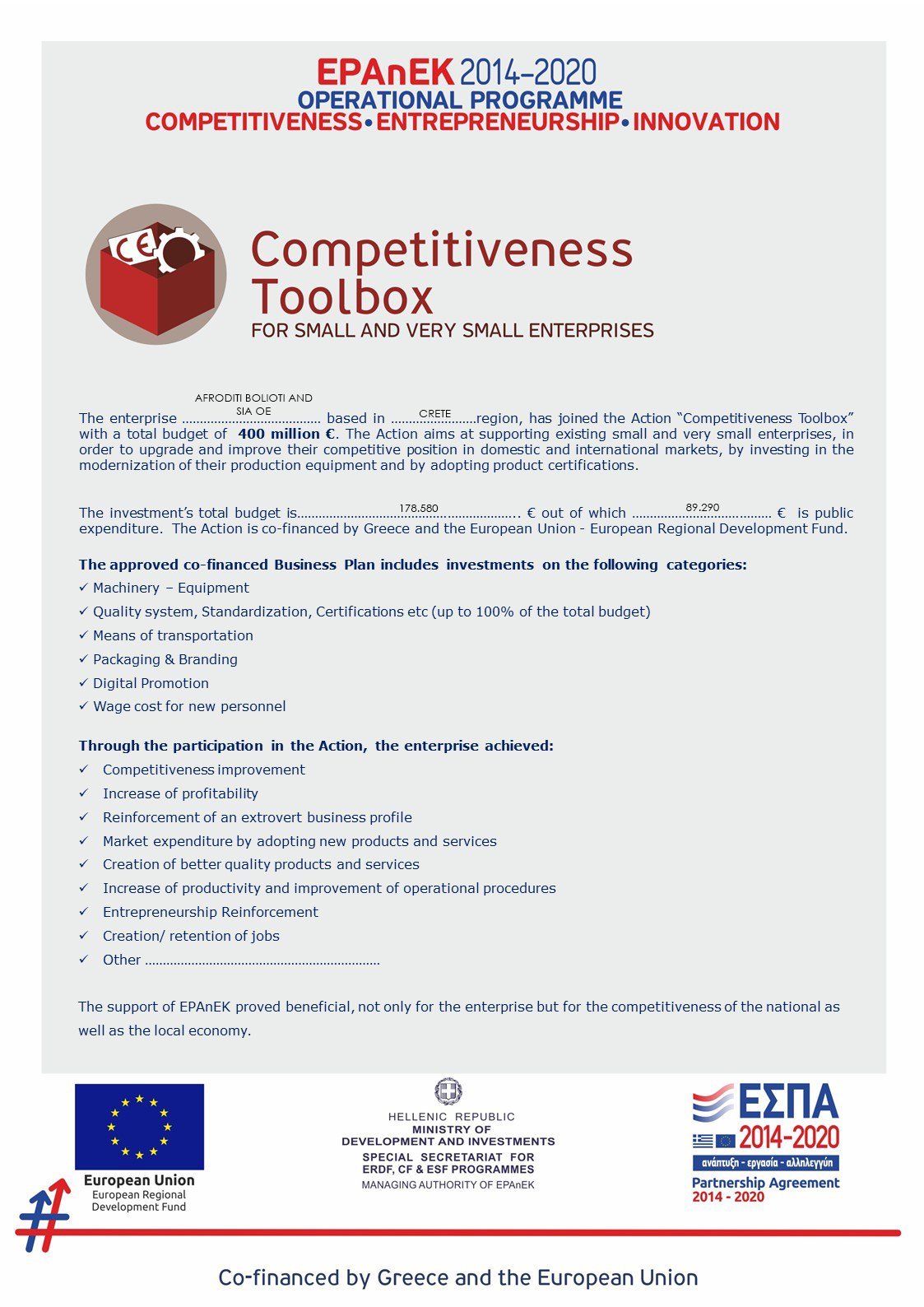 Information poster for the Competitiveness Toolbox programme